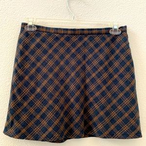 Copper Key Mini Plaid skirt with Navy and Tan.